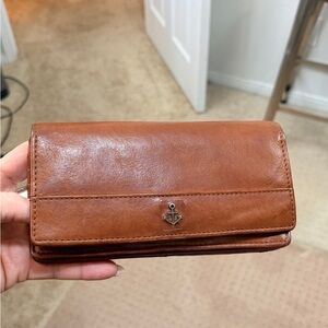 Harbour 2nd Brown Leather Double Fold Over Wallet with Anchor Logo